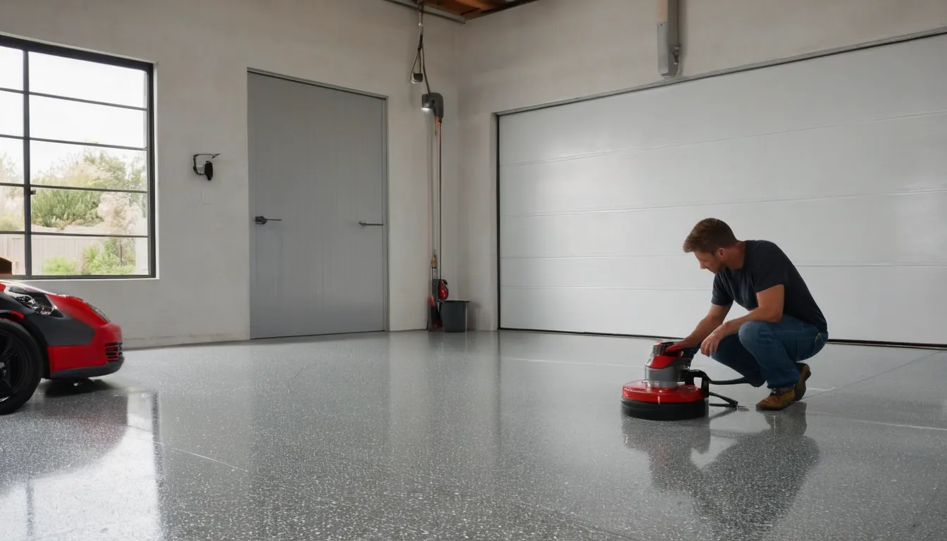 A homeowner and a local provider reviewing a freshly coated concrete floor in the Miami Beach area